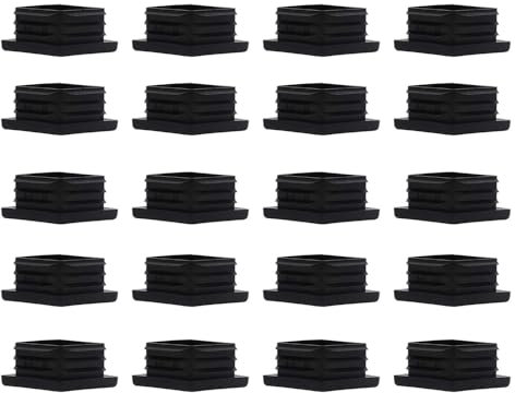 20PCS Square Plastic End Caps 28mm x 28mm Black Insert Plugs Anti-Slip Plastic Square Tube Plug for Pipe Tables Chairs Desks Beds