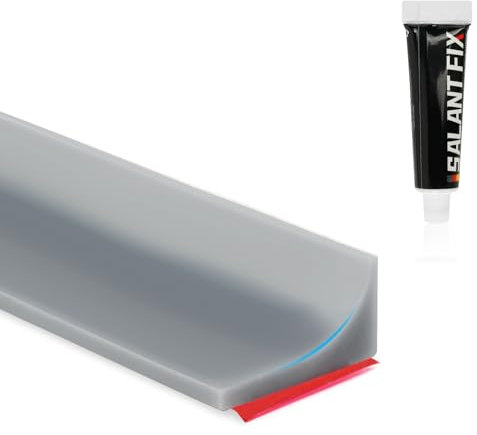 Flintronic Autoadesiva Silicone Doccia Barriera, 100CM Pieghevole Bagno Acqua Barriera, Soglia Doccia, Guarnizioni Doccia, Bordo Doccia, Striscia di Ritenzione Idrica Della Soglia Del Bagno(Grigio)