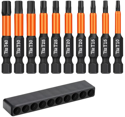 OUMUIK torx bit set Für Schraubendreher 10-teilig, Länge 50 mm, 1/4 Zoll Sechskantschaft, mit Spenderbox