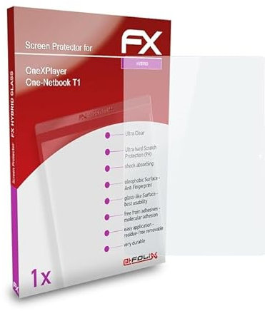 atFoliX Lámina Protectora de plástico Cristal compatible con OneXPlayer One-Netbook T1 Película Vidrio, 9H Hybrid-Glass FX Protector Pantalla Vidrio templado de plástico