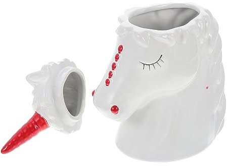 Cabilock Copa De Cóctel De Cerámica Blanca 350 Ml Diseño Unicornio, Taza De Vino Decorativa y Práctica Para Bar y Uso Diario