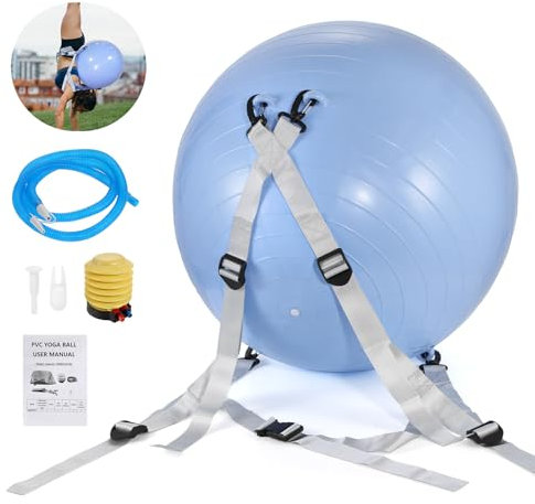 Dyna-Living Gymnastikball 55cm Salto Hilfsball mit Luftpumpe für Unterstützter Rückwärtssalto, Üben von Saltos, Fitness, Pilates, Yoga, Abnehmbarer Sicherheitsriemen, 200kg Belastbarkeit