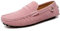 Ninepointninetynine Mocassins pour homme à bout rond en daim - Mocassins de conduite confortables et flexibles - Talon plat tendance et décontracté, rose, 45 EU