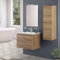 Mobile bagno sospeso 70 cm rovere africa con 2 ante soft-close, lavabo in ceramica e specchio reversibile 60x80 cm, KLEO