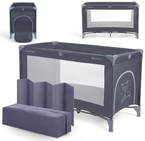 kikka boo SO Gifted Cuna de Viaje, hasta 15 kg, Parque Cuna 120x60 cm, 1 Nivel, Plegable, Ligera, Bolsa de Transporte, Compacta, Azul Marino
