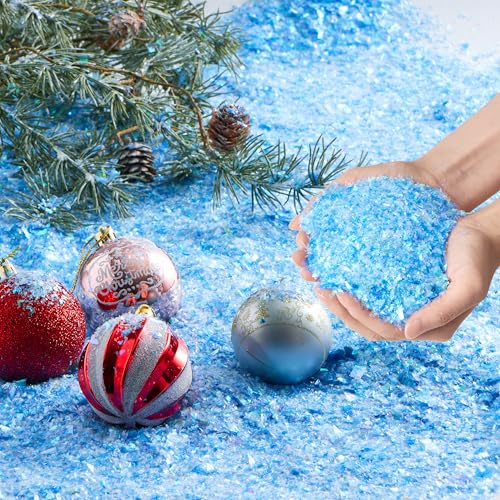 JOYIN 12 oz/320g Blinkender Blauer Kunstschnee, Kunstschnee, Plastikschneeflocken, Flockenschneepulver-Füller für Weihnachtsbaumdekoration, Basteln, Weihnachtsfeier, Heimurlaubsbedarf