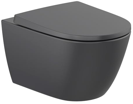ROCA Cuvette WC suspendue ONA sans bride, noir mat (sans abattant) A346687080
