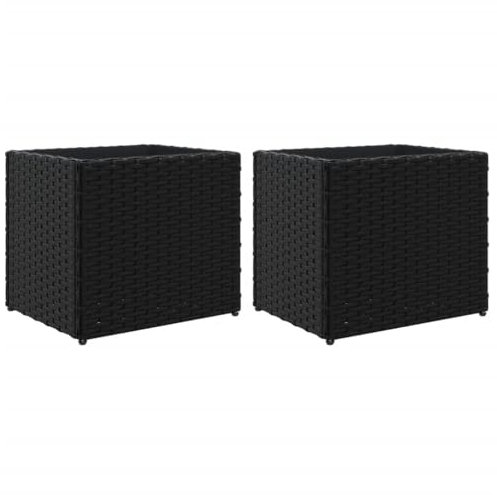 vidaXL Jardinières 2 pcs Noir 36x30x32 cm résine tressée