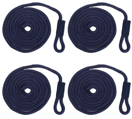 Cuerda de defensa para barcos, 4 piezas, nailon, 6 mm x 1,5 m, cuerda de amarre con ojo para embarcaciones, barcos pequeños y otras actividades acuáticas