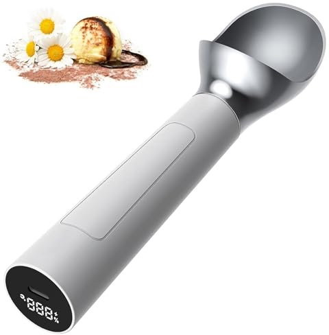 Automatic Heated Ice Cream Scooper, Rechargeable Heated Ice Cream Scoop, 2 Oz Capacity, Electric Heated Ice Cream Scoop with Smart Display For Battery & Temperature, For Cafeteria, Kitchen, Restaurant