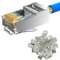 MOGOOD Conectores Blindados Cat 6 RJ45 de 20 Unidades (Enchufe Modular RJ45/Enchufe de Ethernet/Conector Ethernet de Tres Pines 8P8C Chapado en oro), Para Cables de red FTP/STP y Cables Sólidos