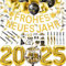 Humairc Silvester Deko 2025 FROHES NEUES JAHR Banner 2025 Folienballon Fotosrequisite Partytröten Metalic Luftschlangen 2025 Tischdeko Silvester Deko Frohes Neues Jahr Deko Schwarz Gold