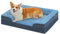 PAWZ Road Großes Hundebett, waschbar, orthopädisch mit abnehmbarem Flanellbezug und Reißverschluss, Hundesofa für große Hunde, 2-lagiges wasserdichtes Hundebett Blau, 89x63x16cm