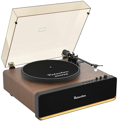 VATAVION All-in-One Vinyl Record Player with Speakers, High Fidelity Record Player for Records 33/45 RPM with Magnetic Cartridge AT-3600L, Retro Design Bluetooth Turntable, Auto Off,
