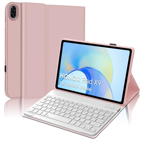 SENGBIRCH Keyboard Case for Honor Pad X9 11.5'' 2023 - Detachable Wireless Bluetooth Keyboard, Protective Cover for Honor Pad X9 11.5'' with Keyboard, Light Pink
