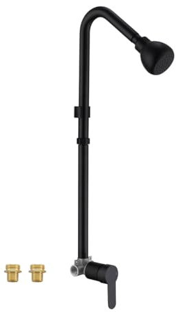 Outdoor-Duschsystem, mattschwarz, Einhandbrausearmatur mit Hochdruck-Duschkopf und Ventil für den Garten (Gartenschlauch-Adapter im Lieferumfang enthalten)