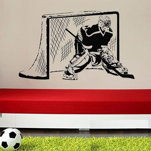 ELOIR Selbstklebende Wandaufkleber aus Vinyl für Schlafzimmer Kinder Hockeyspieler Torwart Eishockey Junge Wandaufkleber Dekoration