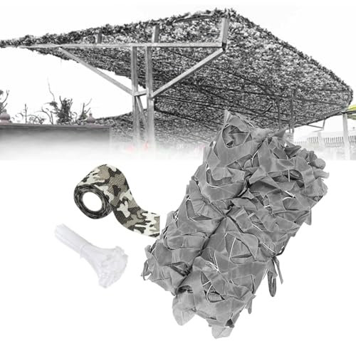 Générique Filet de Camouflage Renforcé Gris Voile d'ombrage Brise-Vue 2x3/3x4/5x6/2.5x6.5/3x10/4x8m Chasse au Filet de Camouflage(2x5.5(m))