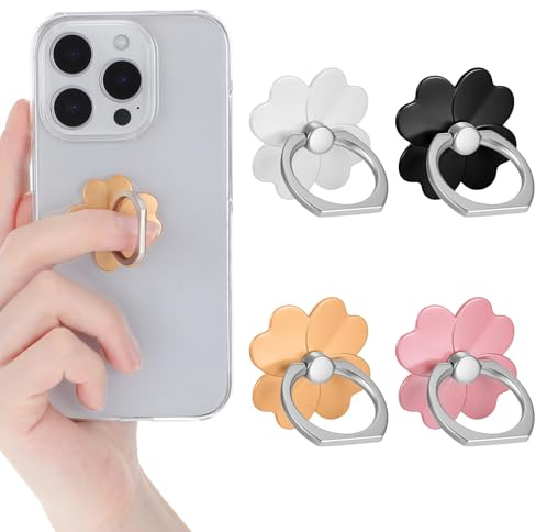 Nogeqi 4 Stück Handy Ring Halterung Blumen Handyringhalterung Finger 360° Drehung Handyring Phone Ring Holder Metall Ringhalter für Handy Smartphones Handyhüllen
