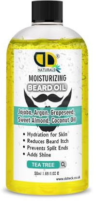 DD Teck Tea Tree Moisturizing Oil for Men – Promotes Hair Growth, Conditions & Nourishes Facial Hair, Hydrates Skin, Repairs Dry Hair – Grooming & Styling Care (50ml)