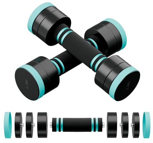Dripex Steel Adjustable Dumbbells Set 2.5kg 5kg 7.5kg 10kg 15kg 25kg Weight | Dumbbells Pair, Weights for Women Men, Sold in Pair/Single, Foam Handle, Home Gym Fitness Training, Silver Black