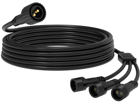 Joolivo Outdoor Light Extension Cable, 5M/16.4FT 2 Pin Black Extension Lead, IP65 Waterproof for Outdoor Festoon Lights, G40, Net, Icicle, Christmas Lights
