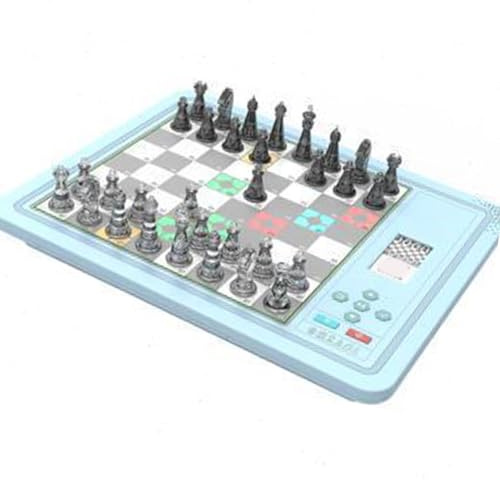 Cryfokt Electronic Chess Set with AI Opponent Intelligent Light Up Design for Logic Skills Training for Kids Adults Magnetic Computer Chess Board Game (Blue)