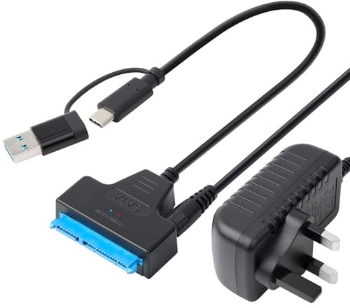 SATA to USB 3.0 Cable for 3.5 HDD & 2.5 HDD/SSD with 12V 2A Power Supply | Type C to SATA III Hard Drive Adapter Converter, High-Speed Data Transfer Lead, for Windows Macos Linux, Support UASP, 5 Gbps