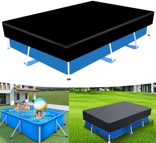 Mineup Rechteckige Poolabdeckung, 221 X 150 cm Pool Abdeckung Für Oberirdische Pools, Faltbarer Schwimmbadabdeckung Mit Schnüre Über Dem Boden Haltbare Heavy-Duty-Staubdicht Regendicht