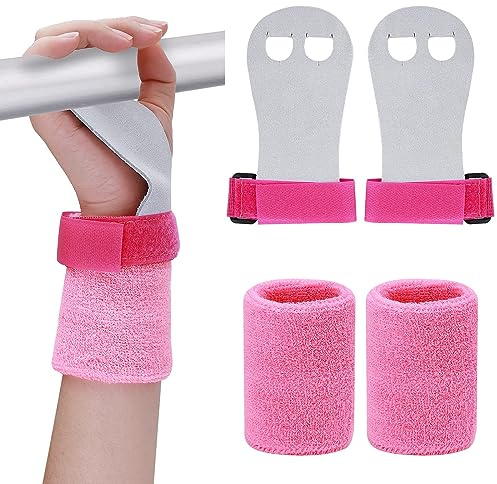 NASMBXA Gymnastique Fille, Manique Gym, Gants de Gym, Cuir, Protection Palme et Poignet de Soutien pour Les Filles Jeunesse Enfants