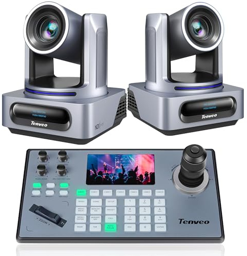 Tenveo NDI PTZ-Kamera mit KI-Humanoid- & Gesichts-Auto-Tracking（VX20M-N*2） KB200PRO PTZ Controller mit Joystick