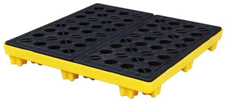 XBTGS Paleta de contención de derrames de tambor, plataforma modular a prueba de fugas para tanque de aceite y almacenamiento de productos químicos, amarillo, 120 x 120 x 18 cm, amarillo-120 x 120 x