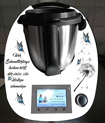 Aufkleber passend für Thermomix TM 5 Schmetterling lacht türkis