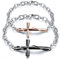 OIDEA Partner Armbänder elegant aus Edelstahl, Freundschaftsarmband mit Kreuz Armreif, Schwarz Gold für Damen Herren