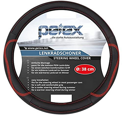PETEX 433110212 Lenkradschoner, Durchmesser 38 cm, TPE-Ring, Design 1102, Rot, M