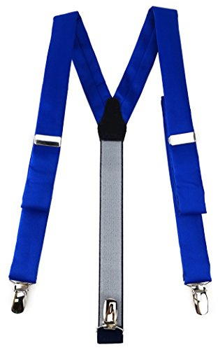 TigerTie schmaler Unisex Hosenträger in Y-Form mit 3 extra starken Clips - Farbe in royal einfarbig Uni - hochwertige Verarbeitung