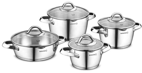 Korkmaz Vertex A1973 Lot de 8 ustensiles de cuisine en acier inoxydable Noir