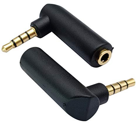 AAOTOKK 3.5mm Headphone Audio Converter 90 Degree Right Angled 4 Poles 3.5mm (1/8 inch) Male to Female TTRS Audio Stereo Connector Extension Adapter(2 Pack/4 Pole)