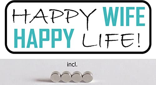 Blechschild 27x10cm gewölbt incl. 4 Magneten Happy Wife Happy Life Deko Geschenk Schild