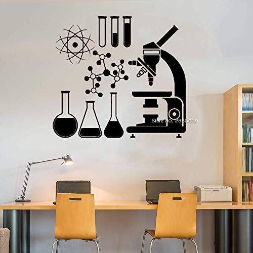 Mikroskop Wissenschaft Wandaufkleber Wissenschaftler Chemie Atom Becher Aufkleber Vinyl Dekoration 55X50Cm