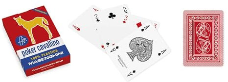 Masenghini: Carte da Gioco Poker Cavallino Oro Plastica Rosso