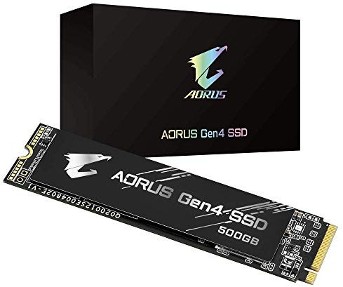 GIGABYTE AORUS Nvme Gen4 M.2 500GB PCI-Express 4.0 Interface High Performance Gaming, 3D TLC NAND Flash, External DDR Cache Buffer, SSD GP-AG4500G