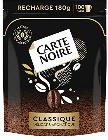 CARTE NOIRE - Café Soluble « Classique » - Café Instantané - Délicat et Aromatique - Eco-Recharche de 180 g - Fabriqué en France