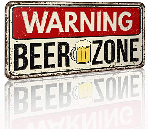 Megadecor Nummernschild, Vintage, aus Aluminium oder PVC, Warning Beer Zone 30 cm x 17 cm (PVC 5 mm).