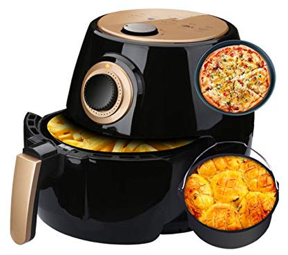 RANRANJJ Fríeas de aire, horno de acero inoxidable sin aceite con modos preestablecidos y tiempo de temperatura ajustable, pantalla táctil y perilla, canasta antiadherente (con canasta de pastel de pl