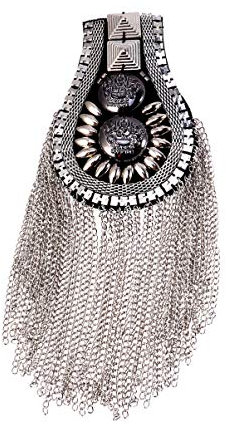 MILISTEN 2Pcs Silber Quaste Schulter Bord Abzeichen Unisex Quaste Niet Epaulet Punk Niet Kette Kostüm Uniform Zeremonie Zubehör für Männer Frauen Epauletten Liefern