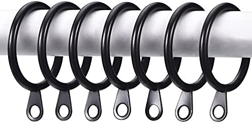 HomeElabador Ganci per Tende in Metallo Anelli con Occhielli Fissi 24 Pezzi, Diametro Interno 40 mm, Nero