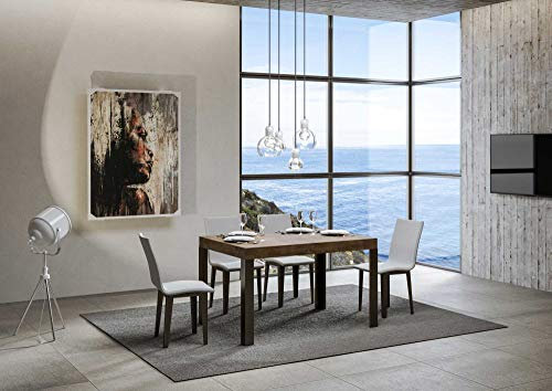 Ausziehbarer Tisch, Nussbaum, 90 x 130 cm, verlängert, 234 cm, Gestell anthrazit