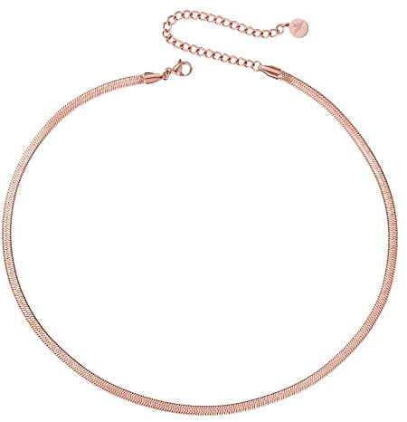 BONNYBIRD® Schlangenkette Rosegold - Flache Schlangenkette Edelstahl Damen Gold Kette ohne Anhänger