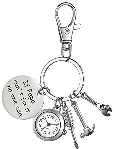 JewelryWe Herren Taschenuhr Schlüsselanhänger mit Gravur ‘Love You Daddy' Werkzeug Sets Anhänger Quarz Analog Uhr Geschenk für Vatertag